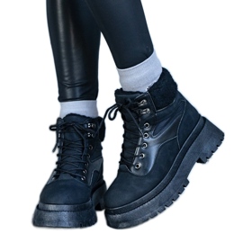 Zapatillas negras con suela gruesa y pelo Best. negro