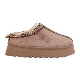 Botas De Nieve Con Plataforma Y Bordado, Beige Oscuro Tamilda