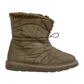 Botas de nieve de mujer con cordón aislado con piel de oveja verde oscuro Vamidra