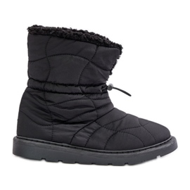 Botas de nieve de mujer Vamidra negras con cordón aislado y piel negro