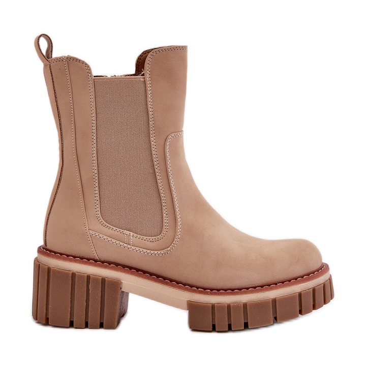 Botas Chelsea con cremallera aislante en beige Linneviae