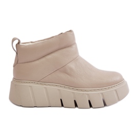 Zazoo 60470 Botas de Piel Aisladas con Lana sobre Plataforma Beige Claro