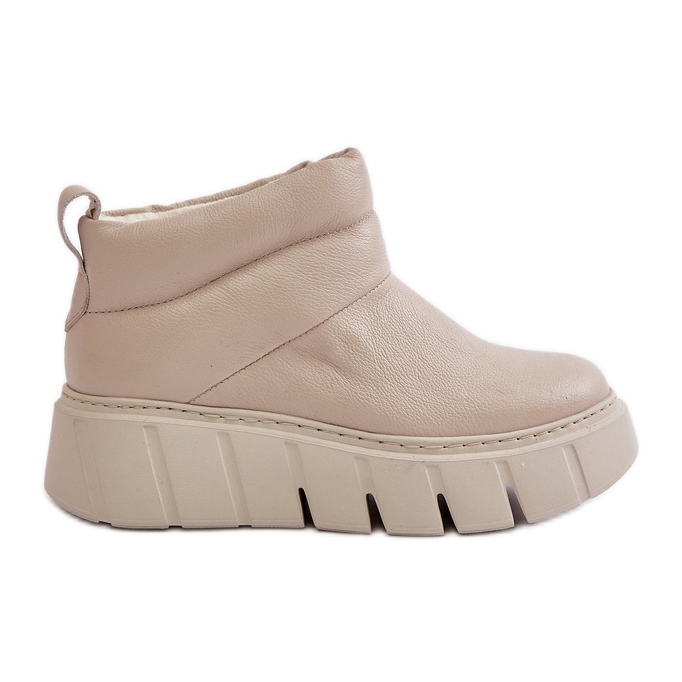Zazoo 60470 Botas de Piel Aisladas con Lana sobre Plataforma Beige Claro