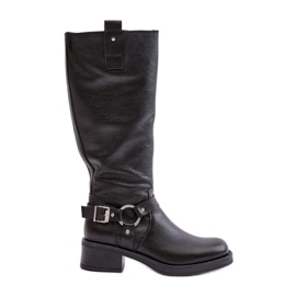 Zazoo 70141 Botas por encima de la rodilla de piel para mujer, color negro