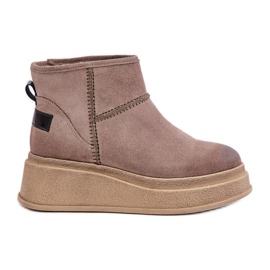 Botas De Nieve Piel Ante Con Plataforma Y Cuña Maciejka 06769-02 Marrón Oscuro