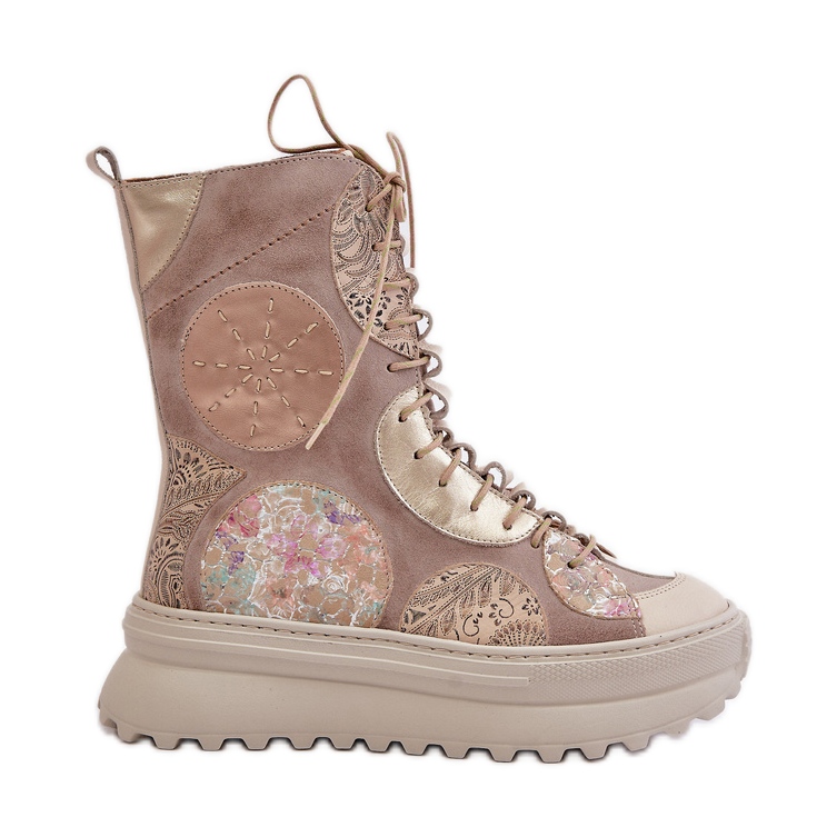 Botas De Ante De Piel Con Plataforma Cálida Maciejka 06565-04 Beige