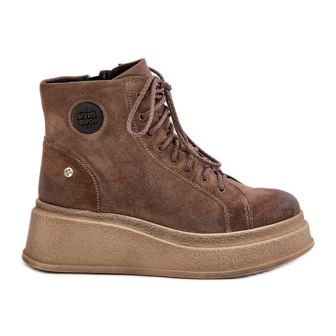Botines de ante con plataforma enorme Maciejka 06309-02 Marrón oscuro