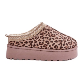 Botas de nieve con plataforma para mujer aisladas con piel de leopardo, marrón, Remenia