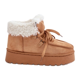 Botas de nieve con plataforma y pelo para mujer, Branek Camel Ciabellae marrón