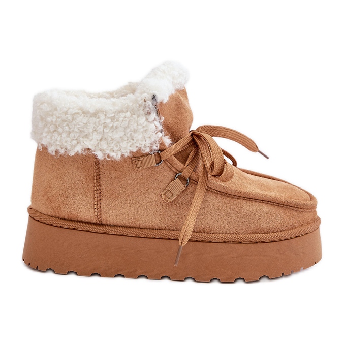Botas de nieve con plataforma y pelo para mujer, Branek Camel Ciabellae marrón