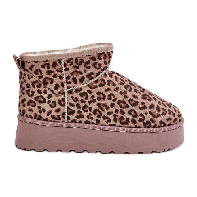 Botas de nieve de mujer con plataforma con estampado de leopardo, aislantes con pelo, marrón Xamella