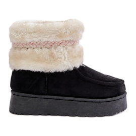 Botas de nieve con plataforma para mujer con pelo y estampado, negro Deepanti
