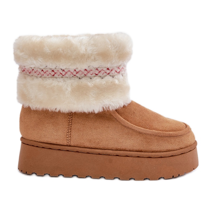 Botas de nieve con plataforma para mujer con pelo y estampado Deepanti camel marrón