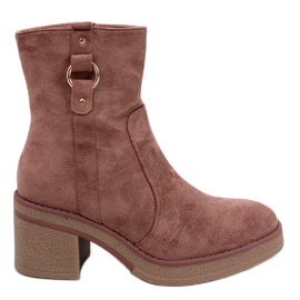 Botines Cooke Kaki tacón ancho marrón