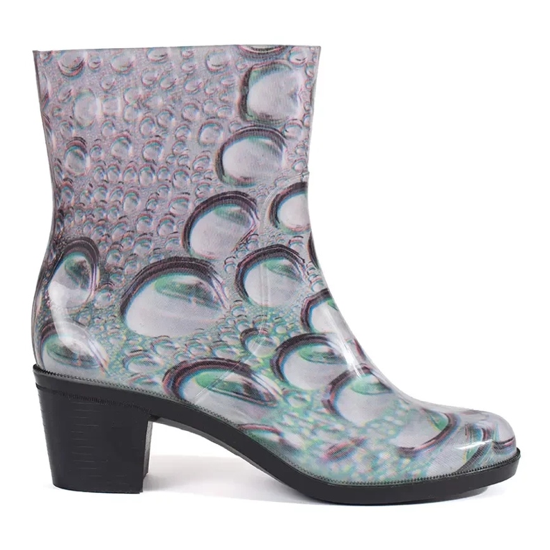 Botas de agua con gotas y tacones altos. multicolor