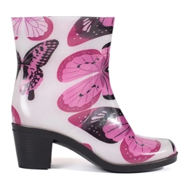 Botas de agua con estampado de mariposas y tacones altos. multicolor Botas de agua con estampado de mariposas y tacones altos. multicolor
