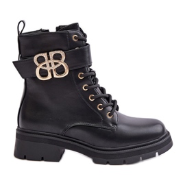 Botas cálidas de mujer con decoración dorada, negro Nealithra