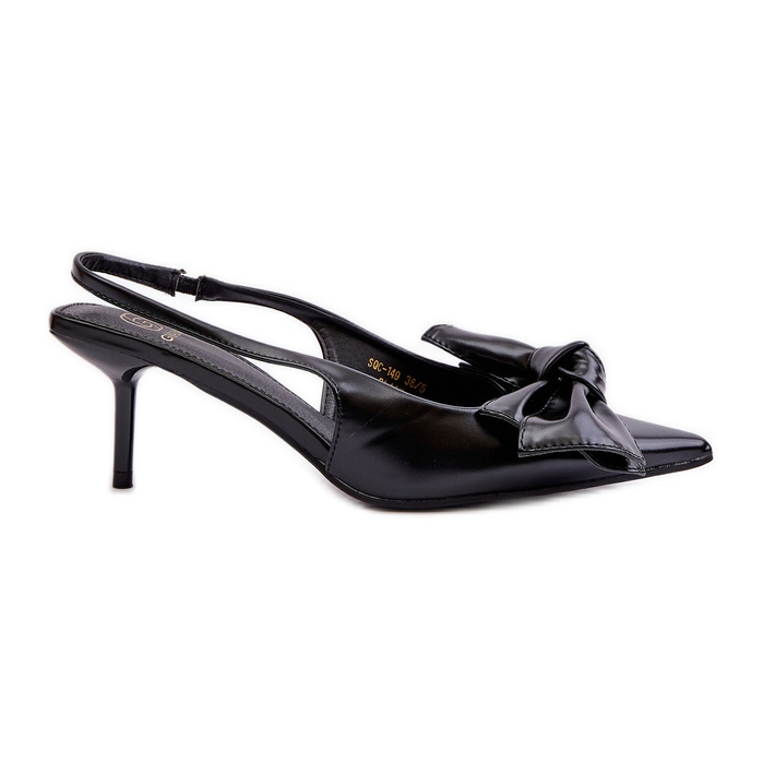 Tacones negros de piel ecológica con lazo Emiranna