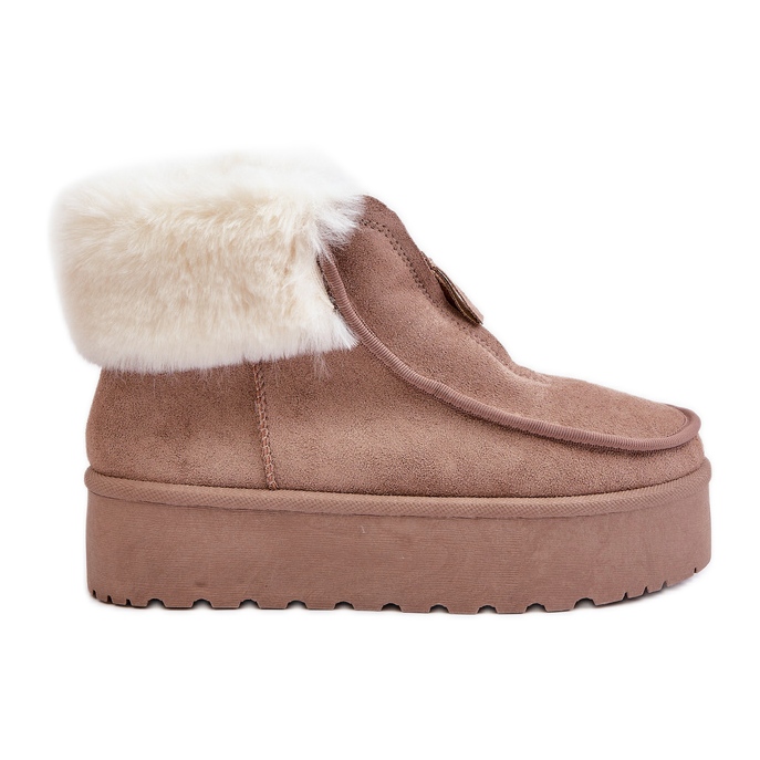 Botas de nieve para mujer con plataforma, pelo y cremallera, beige oscuro Filiala