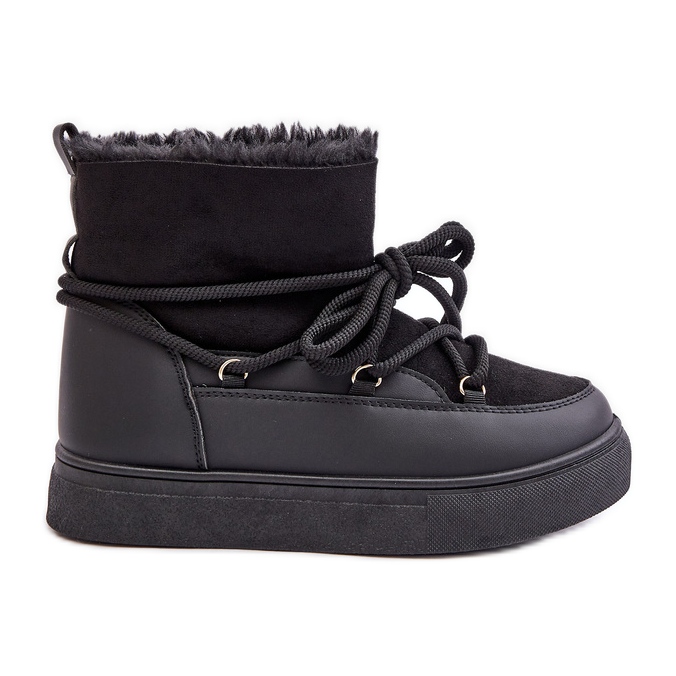 Botas de nieve con plataforma y forro de pelo para mujer, negro Aziara