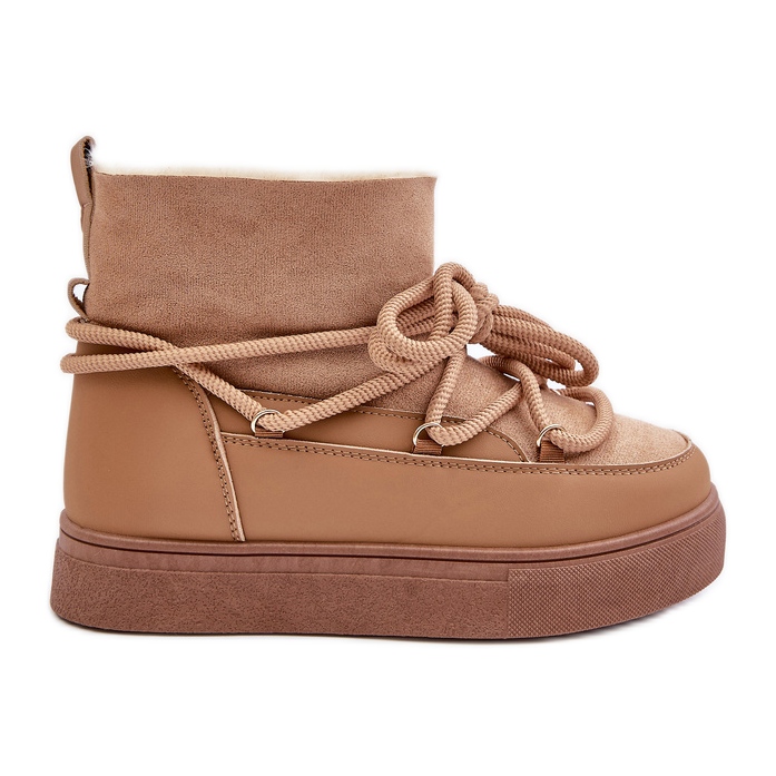 Botas de nieve con plataforma para mujer aisladas con pelo Aziara Camel beige Botas de nieve con plataforma para mujer aisladas con pelo Aziara Camel beige
