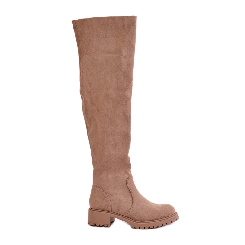 Botas planas por encima de la rodilla beige Filora