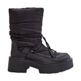Botas de nieve de mujer Seandriel negras con plataforma y tacón plano negro