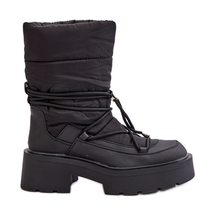 Botas de nieve de mujer Seandriel negras con plataforma y tacón plano negro