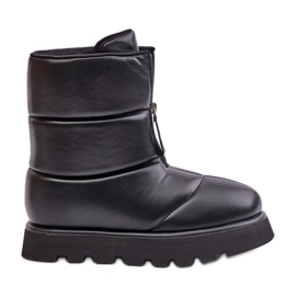 Botas De Nieve Plataforma Negra Piel Ecológica Con Cremallera Resisia negro