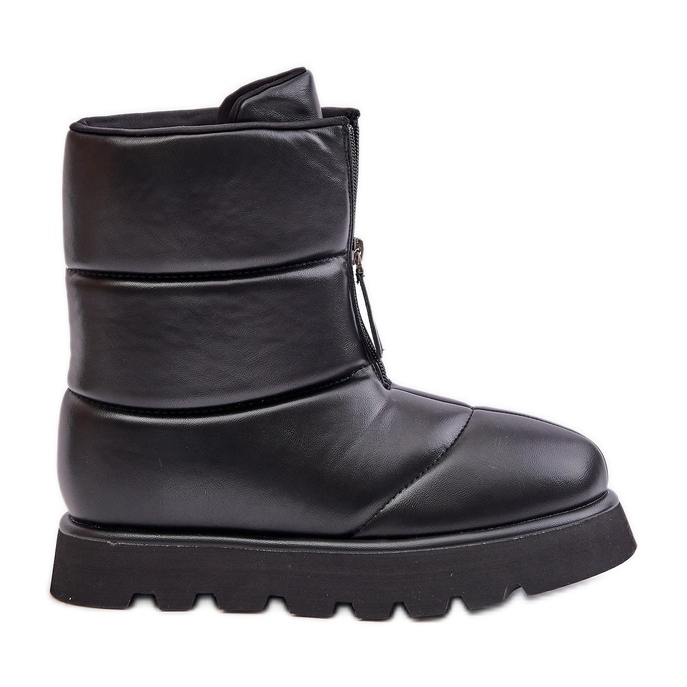 Botas De Nieve Plataforma Negra Piel Ecológica Con Cremallera Resisia negro