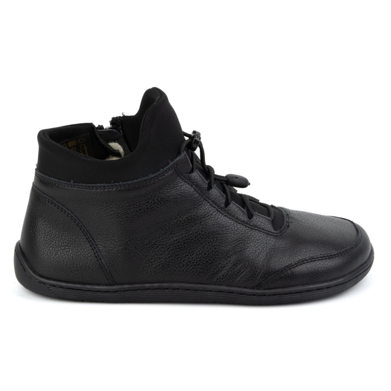 WASAK Zapatos descalzos de mujer, forro de lana, piel 0767W, negro
