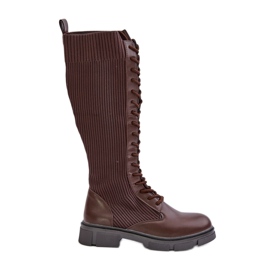 Botas marrones con cordones Vamilena y parte superior elástica marrón