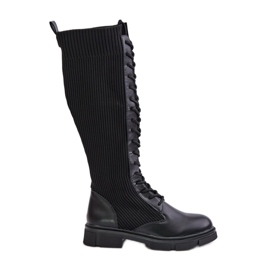 Botas negras con cordones Vamilena y parte superior elástica negro