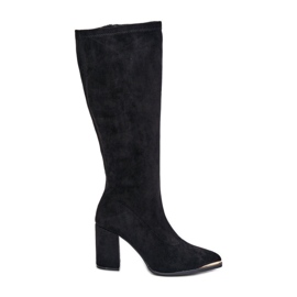 Botas de ante ecológico con tacón en bloque, Black Batirae negro
