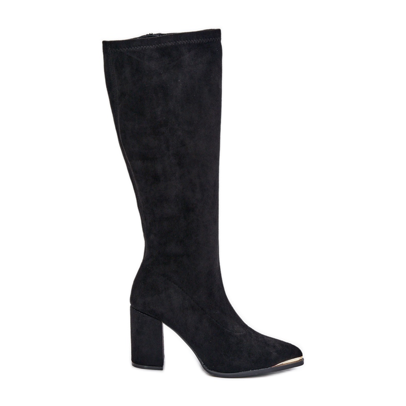 Botas de ante ecológico con tacón en bloque, Black Batirae negro