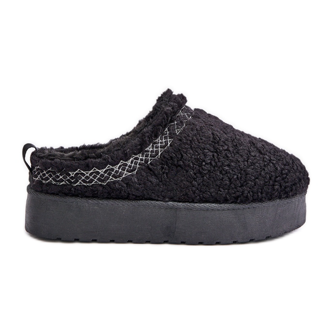 Botas de nieve con plataforma de piel de oveja Mesirra negras con piel negro