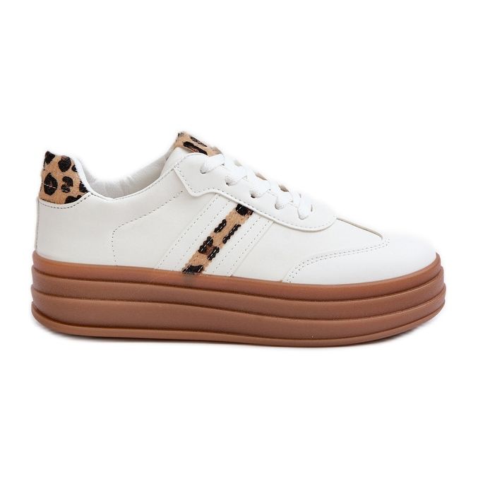 Zapatillas Mujer Plataforma Leopardo Blanco Dravinnia