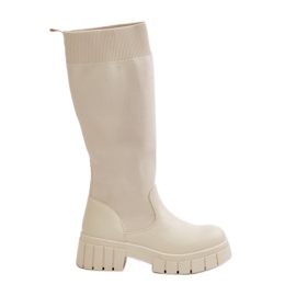 Mesidra beige claro Botas Mesidra con parte superior flexible y tacón plano