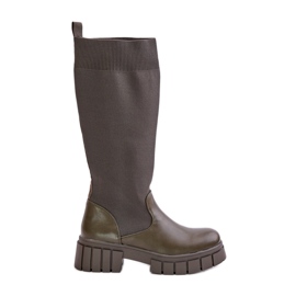 Botas con parte superior flexible y tacón plano, verde oscuro Mesidra