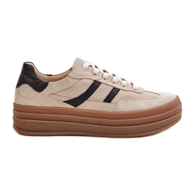 Zazoo N1176 Zapatillas de Ante con Plataforma, Beige