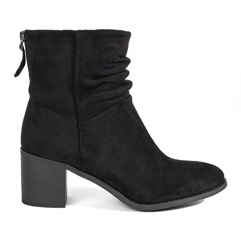 Botines de mujer de ante negro con volantes en la parte superior