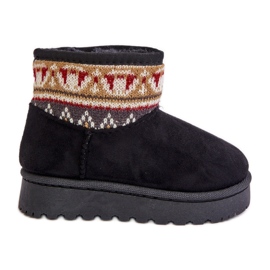 Botas de nieve sin cordones para niños con estampado, forradas con pelo, Mirirae negra negro
