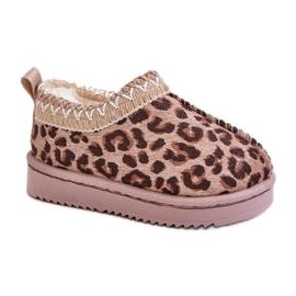 Botas de Nieve para Niños con Estampado de Leopardo en la Plataforma, Cálidas con Pelo, Marrón Vilabria beige