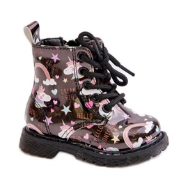 Botas Infantiles Aislante Con Cremallera Unicornios Negro Tiptop