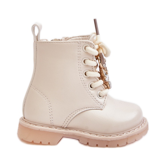 Botines infantiles aislantes con osito y cremallera, Beige Enchanta