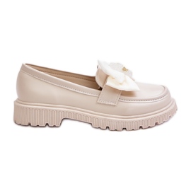 Vinceza Mocasines Niña Piel Ecológica Lazo Beige Avallesa