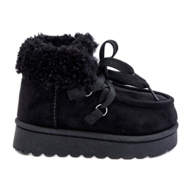 Botas de nieve para niños Adelane negras aisladas con pelo negro