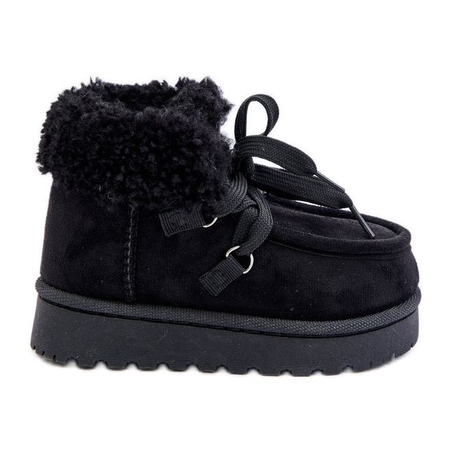 Botas de nieve para niños Adelane negras aisladas con pelo negro