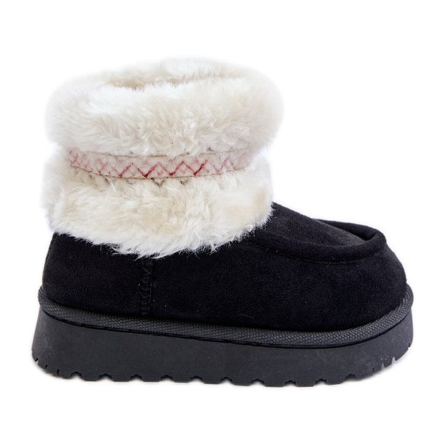 Botas de nieve para niños con pelo y estampado, Negro Melefia