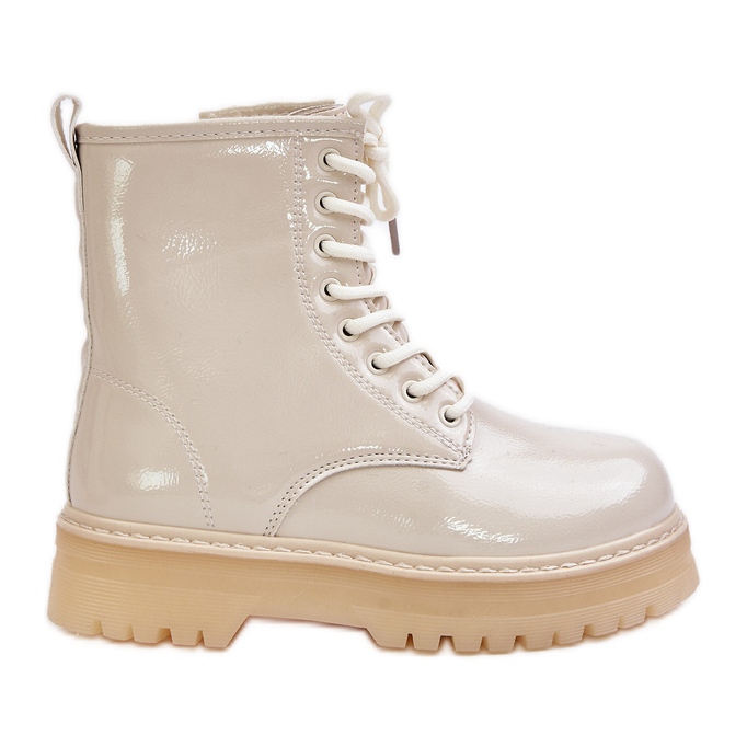 Botas Aislantes de Charol con Cremallera para Niña, Beige Novita Botas Aislantes de Charol con Cremallera para Niña, Beige Novita
